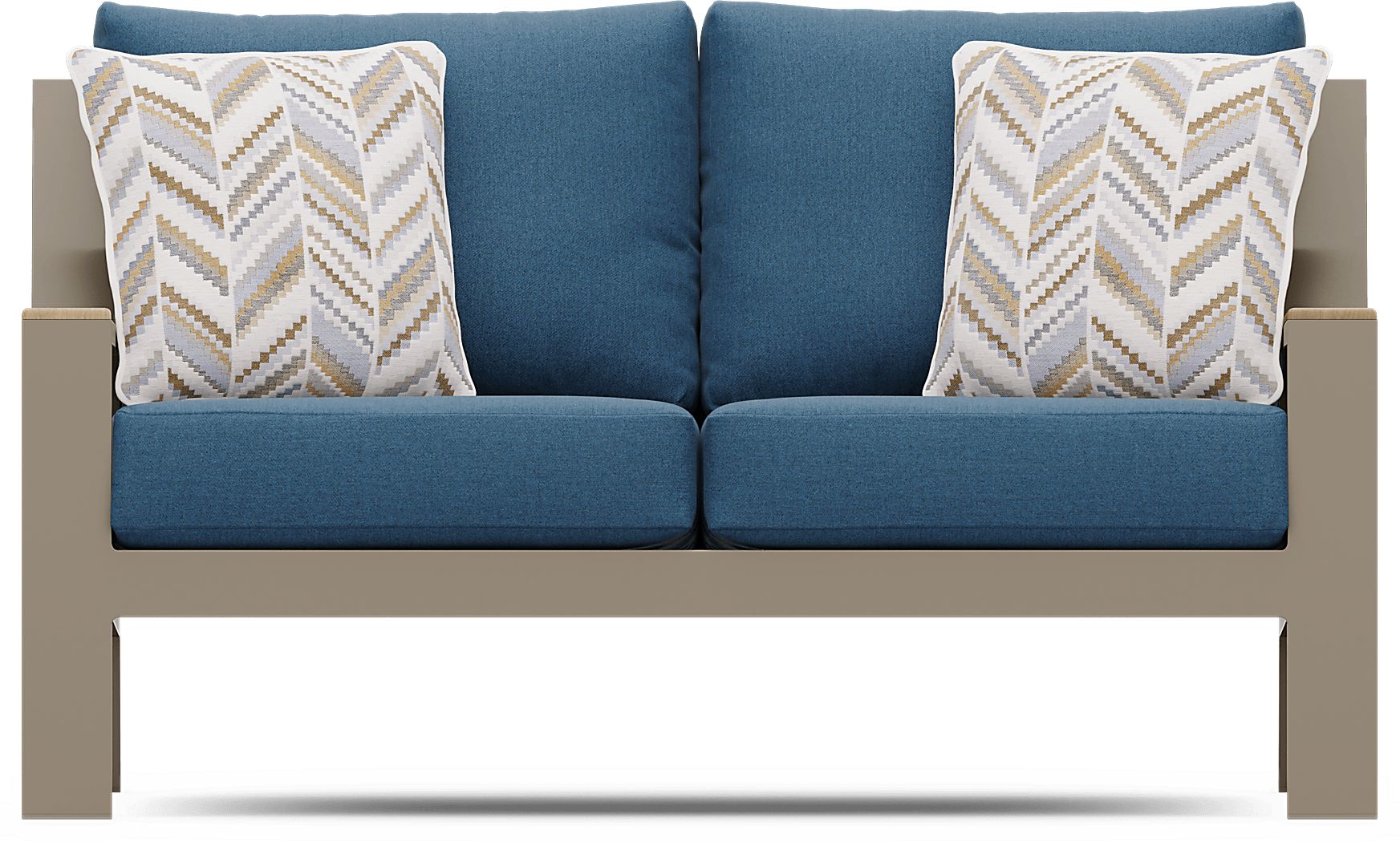 Solana Taupe Outdoor Loveseat with Blueberry Cushions