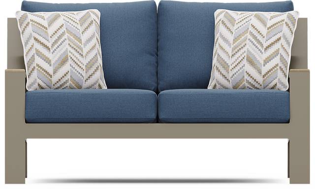 Solana Taupe 4 Pc Outdoor Loveseat Seating Set With Blueberry Cushions - Thumbnail - Image 2