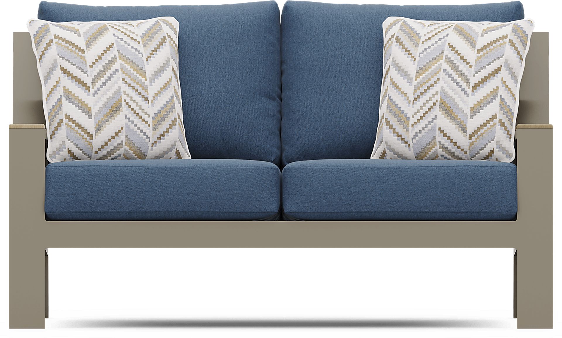 Solana Taupe 4 Pc Outdoor Loveseat Seating Set With Blueberry Cushions - Image 2