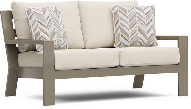 Solana Taupe 4 Pc Outdoor Loveseat Seating Set With Buff Cushions - Thumbnail - Image 3