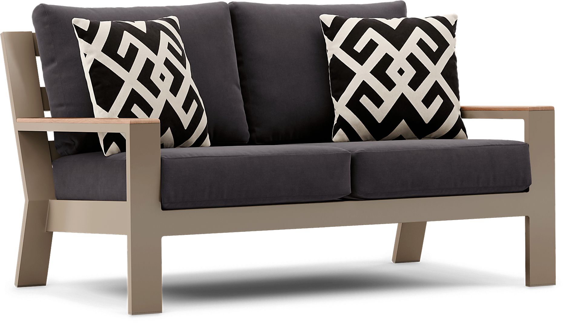 Solana Taupe 4 Pc Outdoor Loveseat Seating Set With Charcoal Cushions - Image 3