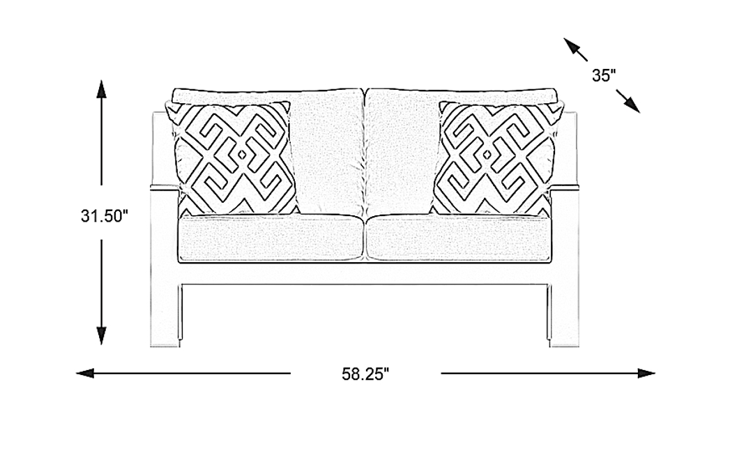 Solana Taupe Outdoor Loveseat with Charcoal Cushions