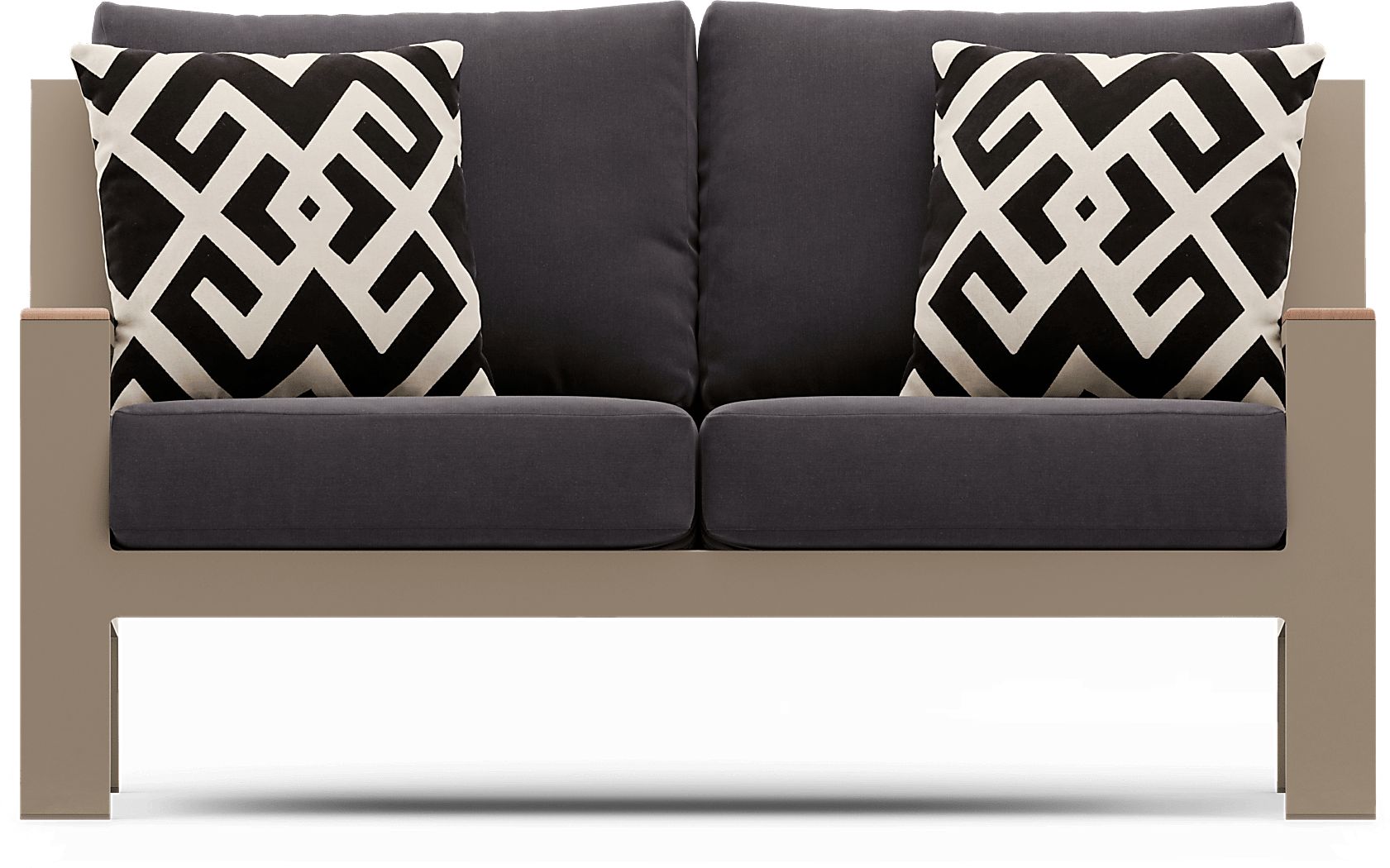 Solana Taupe Outdoor Loveseat with Charcoal Cushions