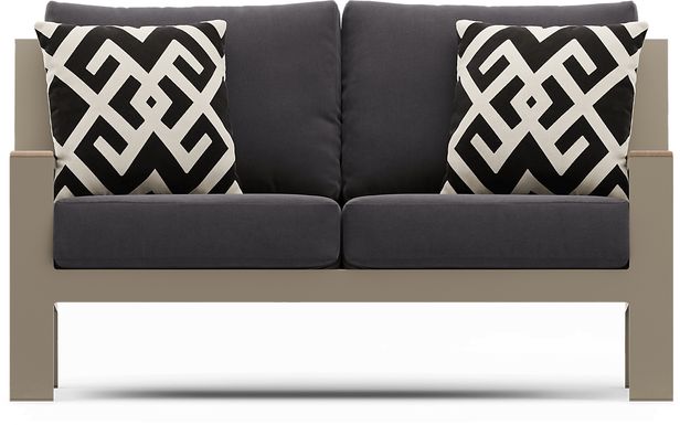 Solana Taupe Outdoor Loveseat with Charcoal Cushions