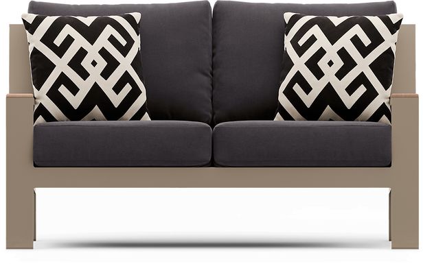 Solana Taupe Outdoor Loveseat with Charcoal Cushions