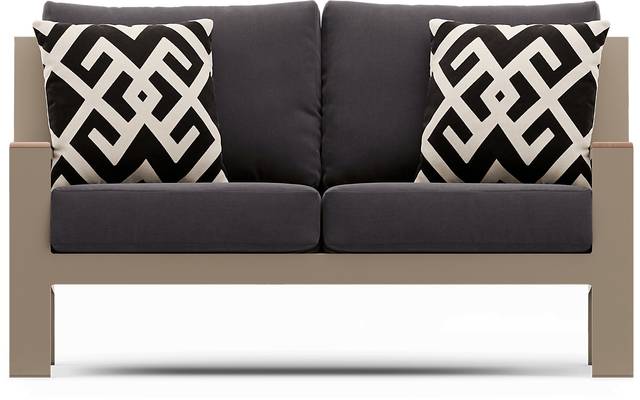Solana Taupe 4 Pc Outdoor Loveseat Seating Set With Charcoal Cushions - Thumbnail - Image 2