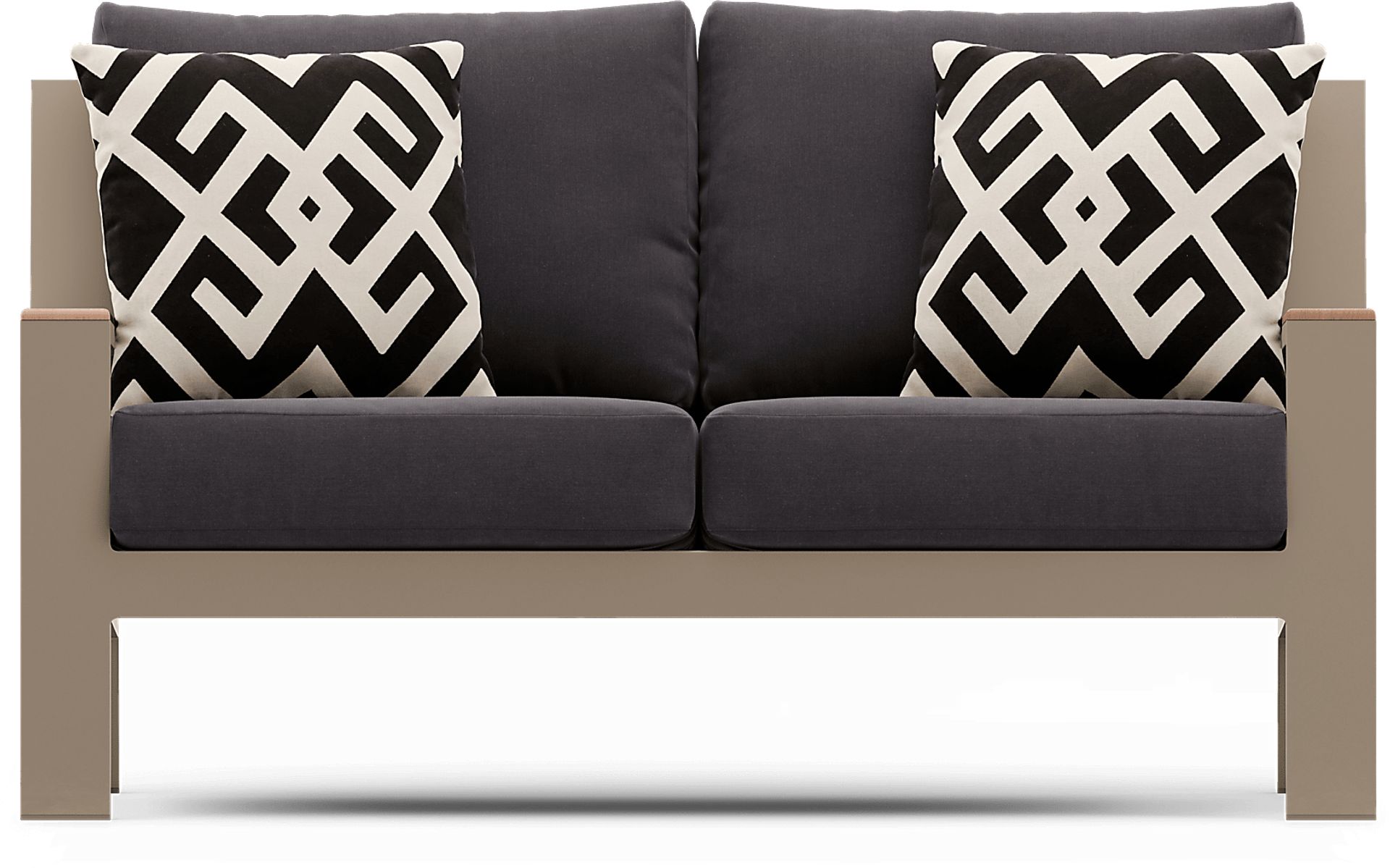 Solana Taupe 4 Pc Outdoor Loveseat Seating Set With Charcoal Cushions - Image 2