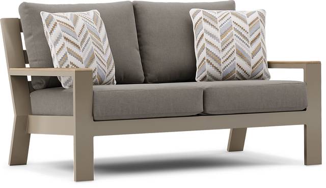 Solana Taupe 4 Pc Outdoor Loveseat Seating Set With Mushroom Cushions - Thumbnail - Image 3