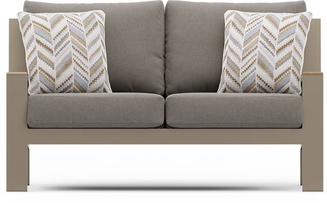Solana Taupe 4 Pc Outdoor Loveseat Seating Set With Mushroom Cushions - Thumbnail - Image 2