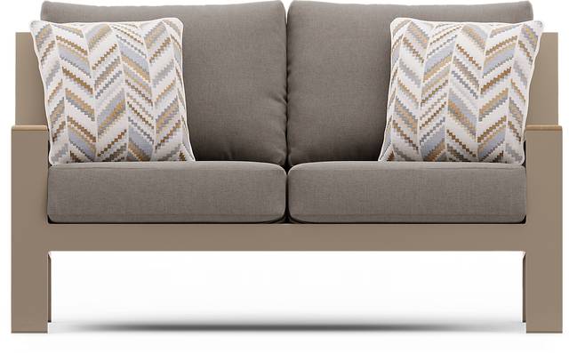 Solana Taupe 4 Pc Outdoor Loveseat Seating Set With Mushroom Cushions - Thumbnail - Image 2