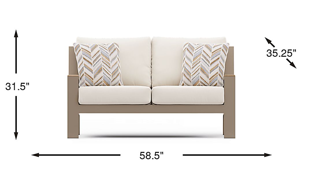 Solana Taupe Outdoor Loveseat with Natural Cushions