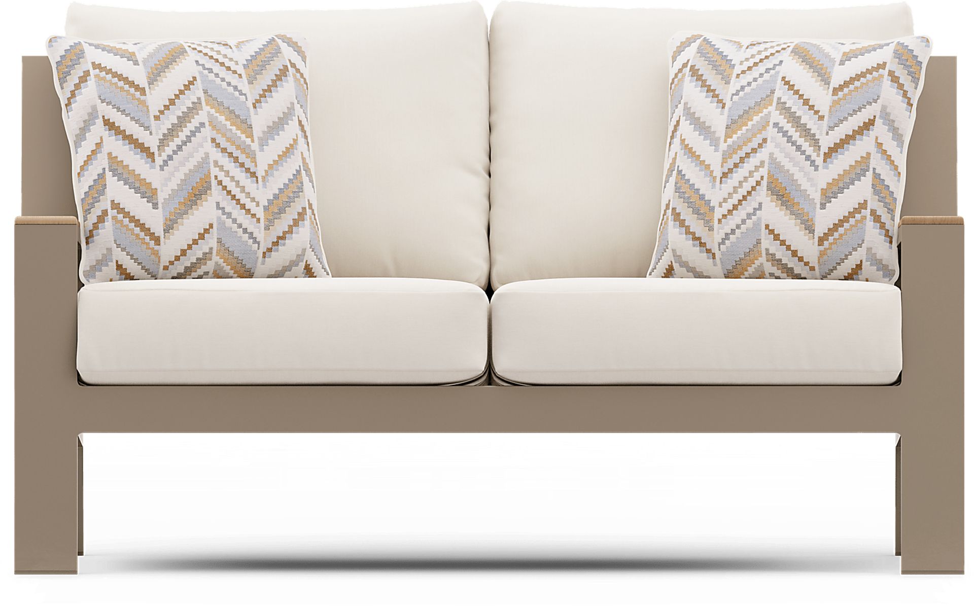 Solana Taupe 4 Pc Outdoor Loveseat Seating Set With Natural Cushions - Image 2