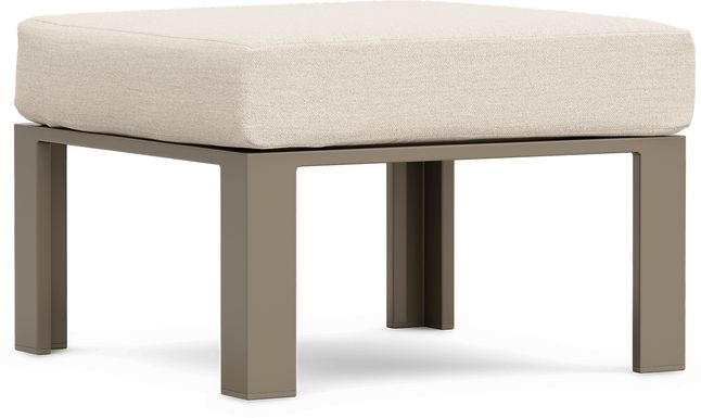 Solana Taupe Outdoor Ottoman with Bisque Cushion