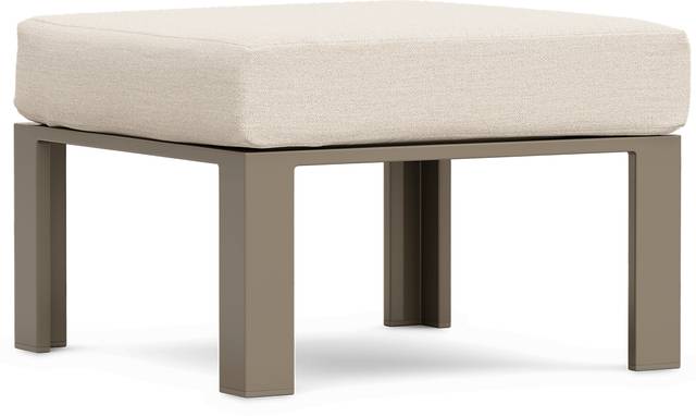 Solana Taupe Outdoor Ottoman with Bisque Cushion - Thumbnail - Image 1