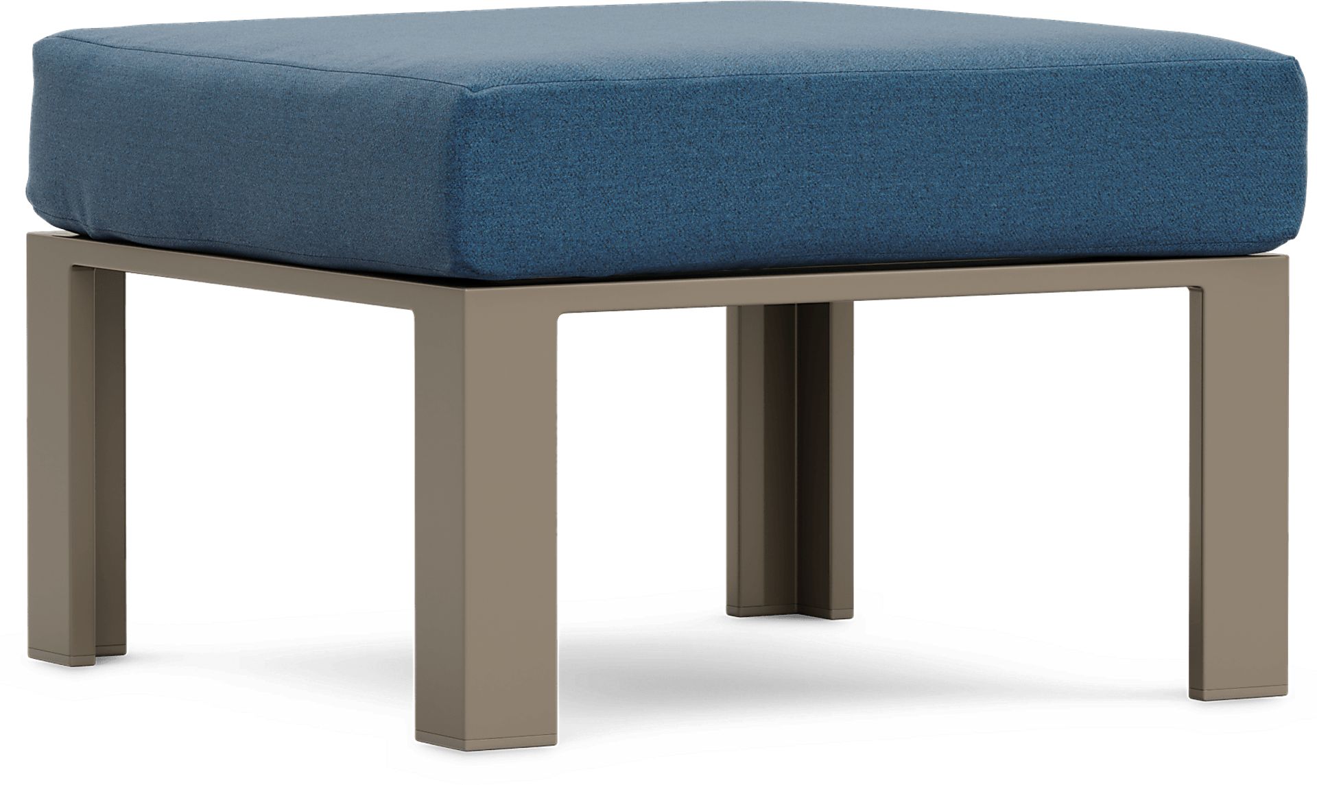 Solana Taupe Outdoor Ottoman with Blueberry Cushion - Image 1