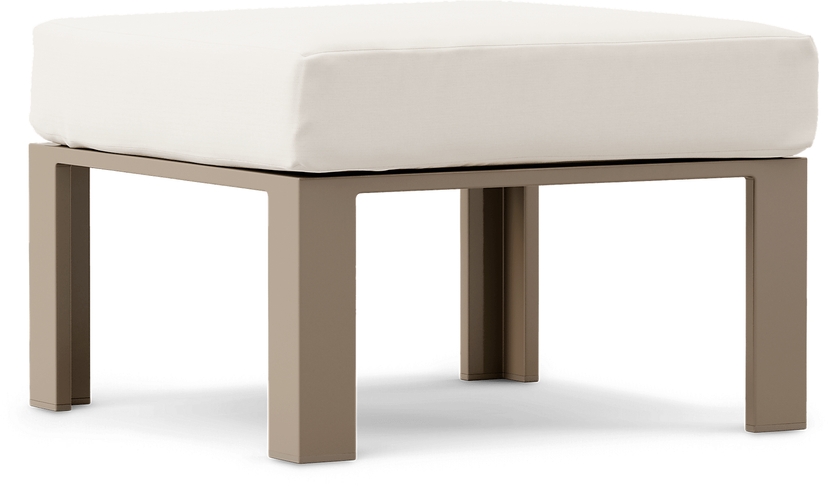Solana Taupe Outdoor Ottoman with Natural Cushion