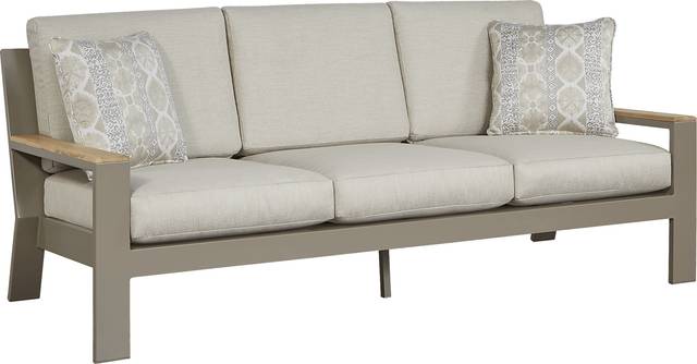 Solana Taupe Outdoor Sofa with Beige Cushions - Thumbnail - Image 1