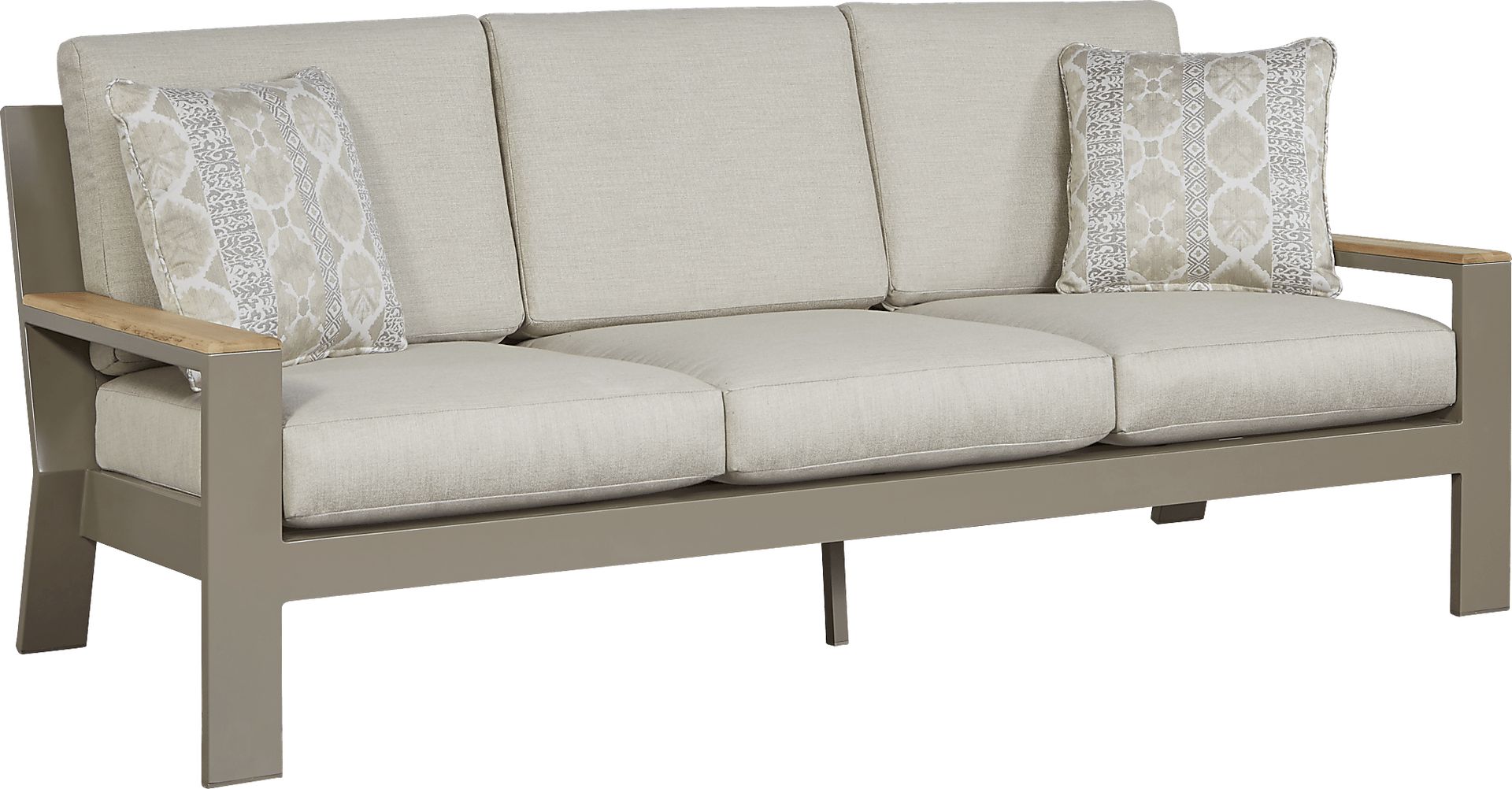 Solana Taupe Outdoor Sofa with Beige Cushions - Image 1