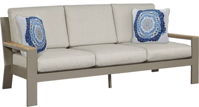 Solana Taupe Outdoor Sofa with Beige Cushions - Thumbnail - Image 1