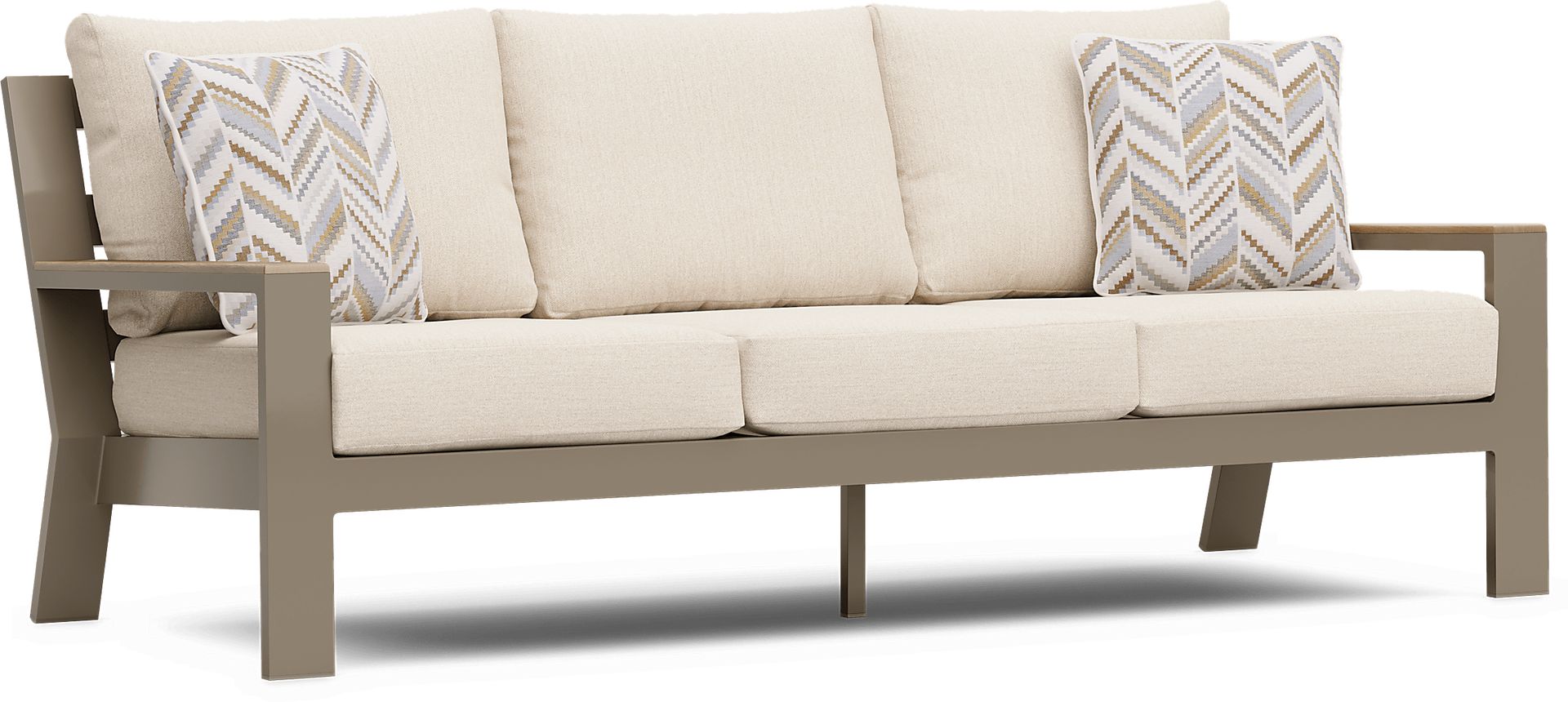 Solana Taupe Outdoor Sofa with Bisque Cushions - Image 3