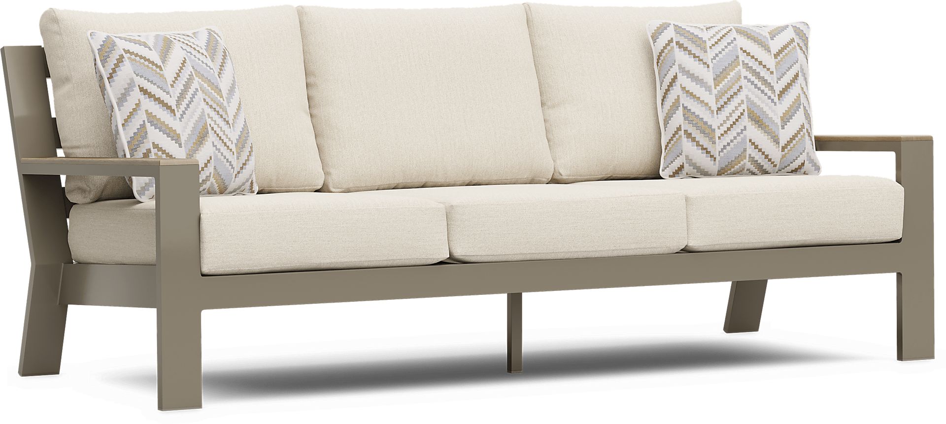 Solana Taupe Outdoor Sofa with Bisque Cushions - Image 3