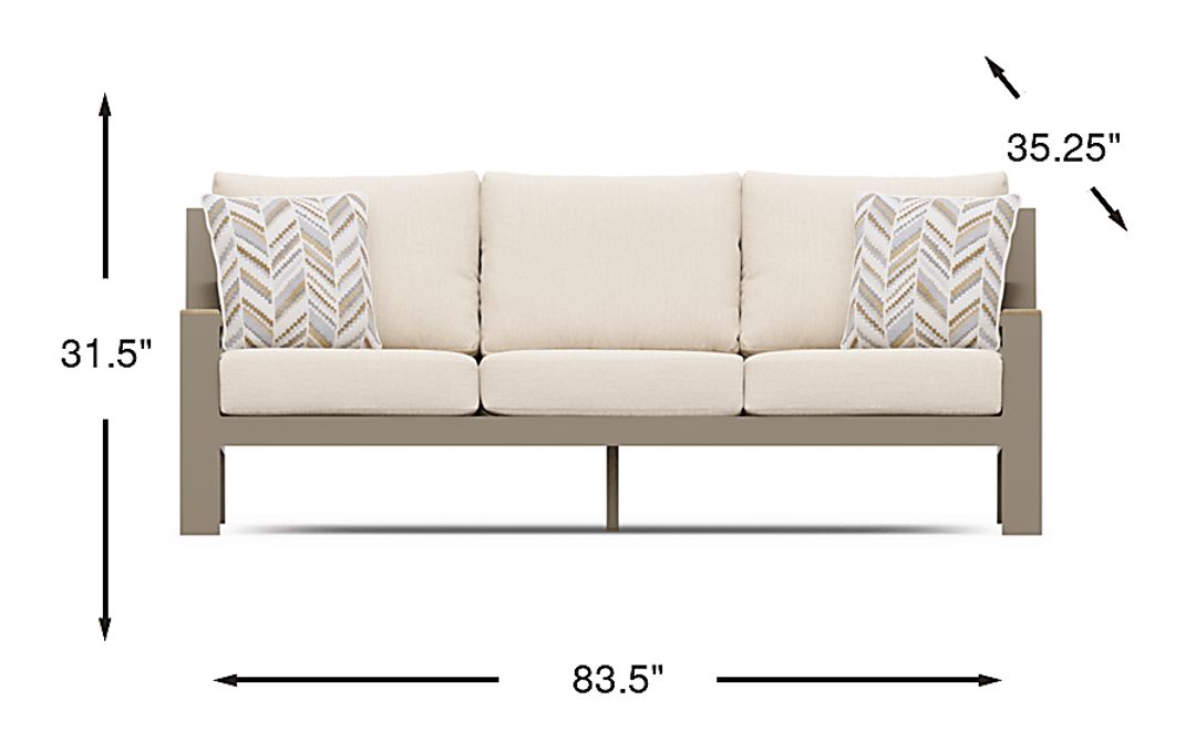 Solana Taupe Outdoor Sofa with Bisque Cushions