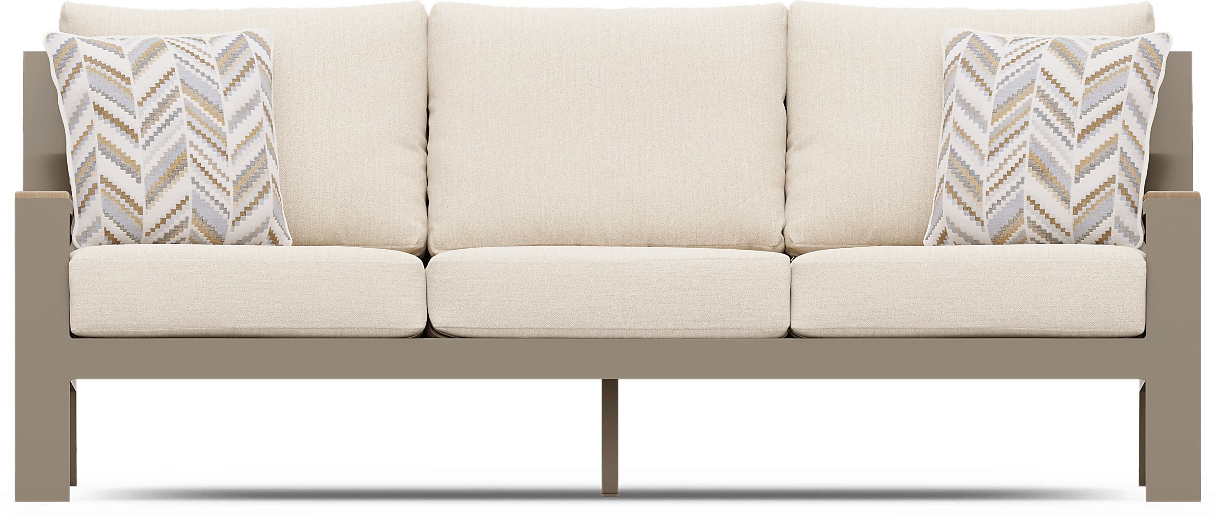 Solana Taupe Outdoor Sofa with Bisque Cushions