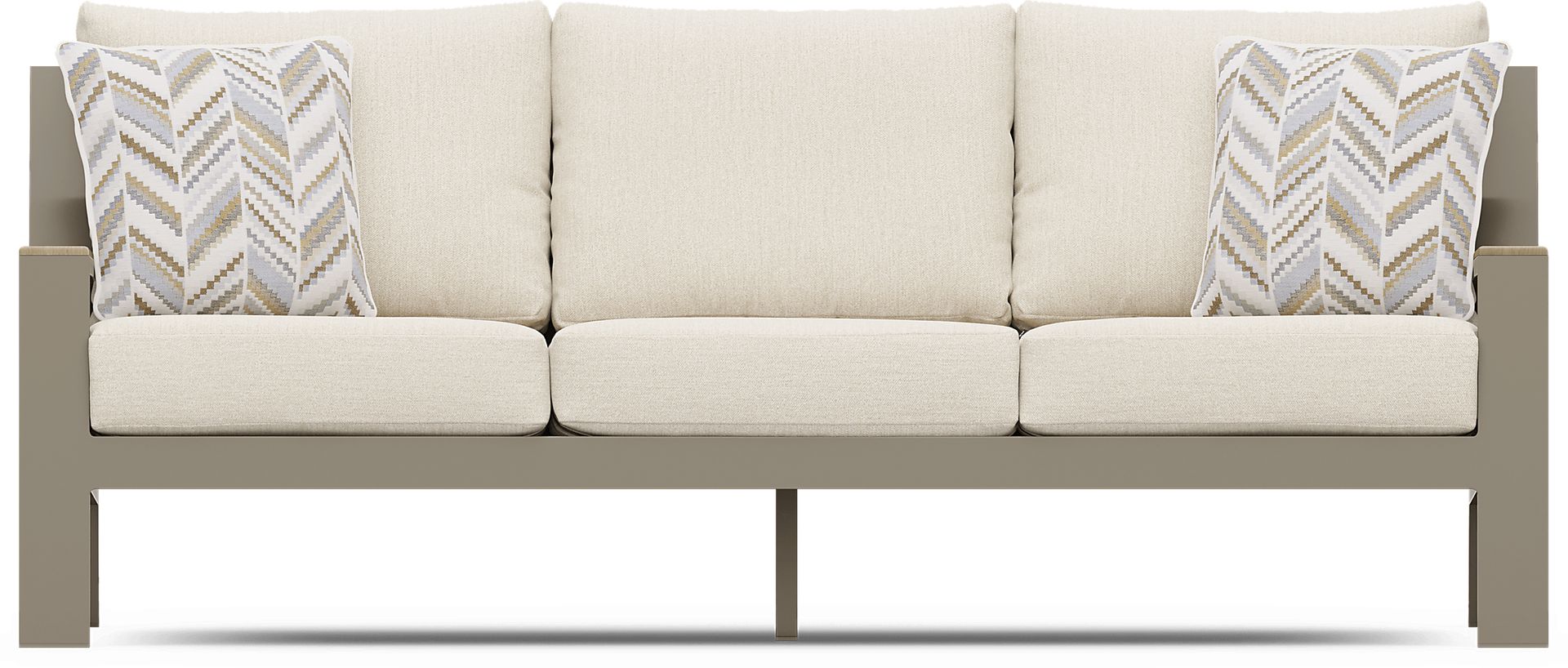 Solana Taupe Outdoor Sofa with Bisque Cushions - Image 1