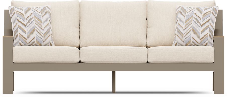Solana Taupe Outdoor Sofa with Bisque Cushions