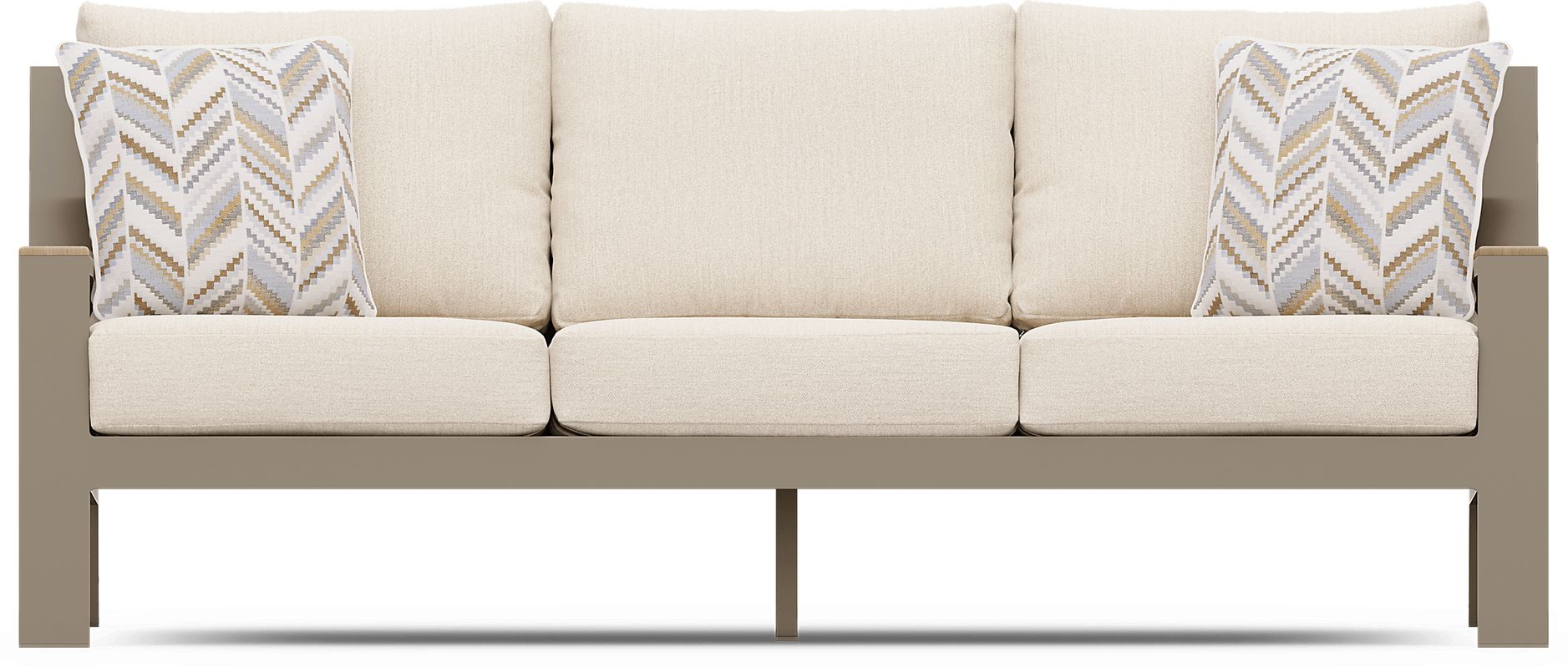 Solana Taupe Outdoor Sofa with Bisque Cushions