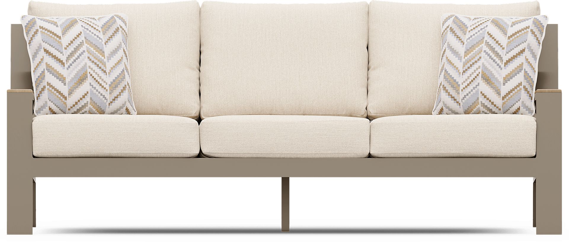 Solana Taupe Outdoor Sofa with Bisque Cushions - Image 1