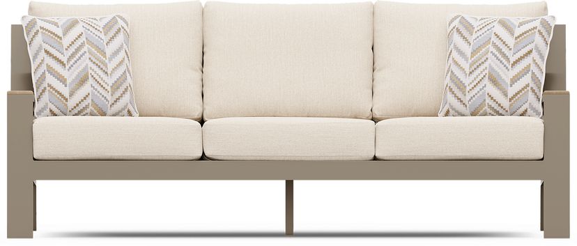 Solana Taupe Outdoor Sofa with Bisque Cushions