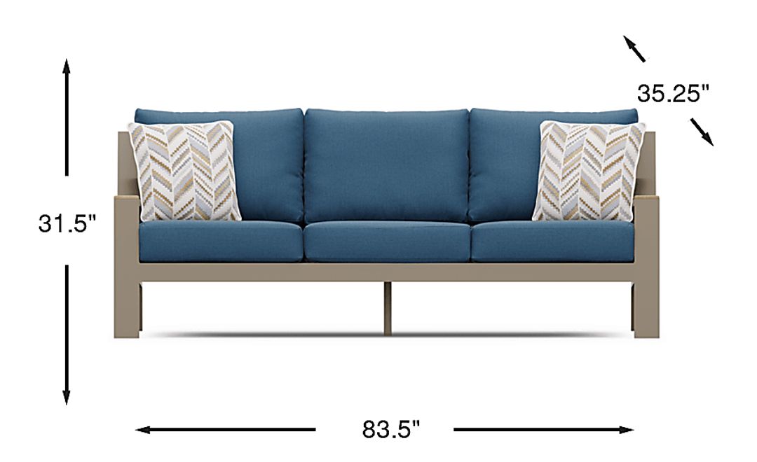 Solana Taupe Outdoor Sofa with Blueberry Cushions
