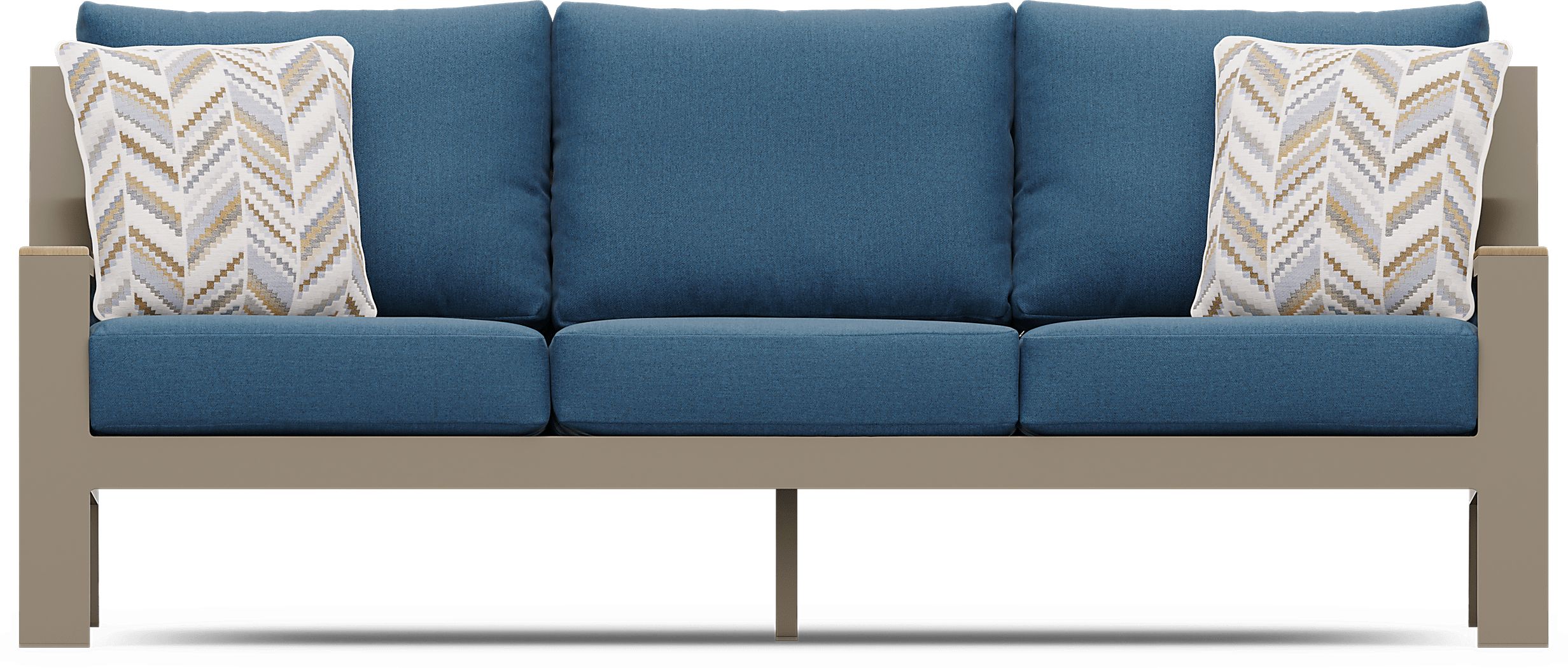 Solana Taupe Outdoor Sofa with Blueberry Cushions