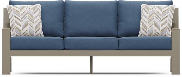 Solana Taupe Outdoor Sofa with Blueberry Cushions - Thumbnail - Image 1