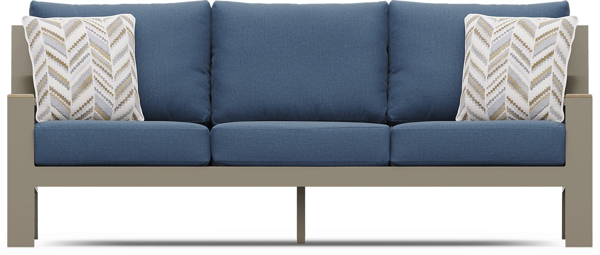 Solana Taupe Outdoor Sofa with Blueberry Cushions - Image 1