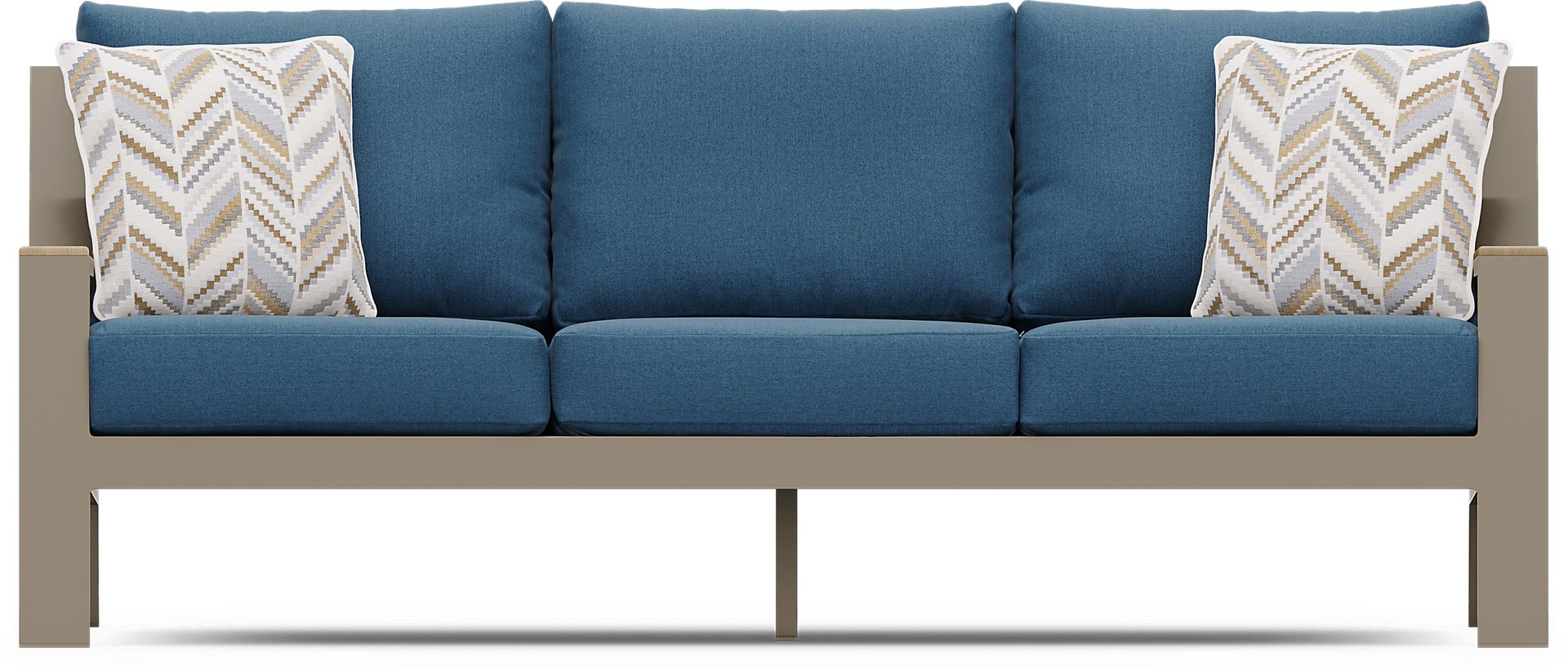 Solana Taupe Outdoor Sofa with Blueberry Cushions - Image 1