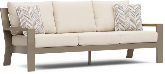 Solana Taupe Outdoor Sofa with Buff Cushions - Thumbnail - Image 2