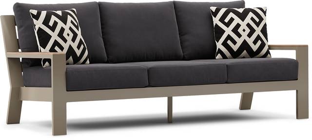 Solana Taupe Outdoor Sofa with Charcoal Cushions - Thumbnail - Image 3