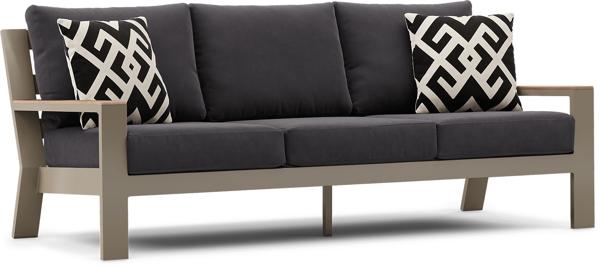 Solana Taupe Outdoor Sofa with Charcoal Cushions - Image 3