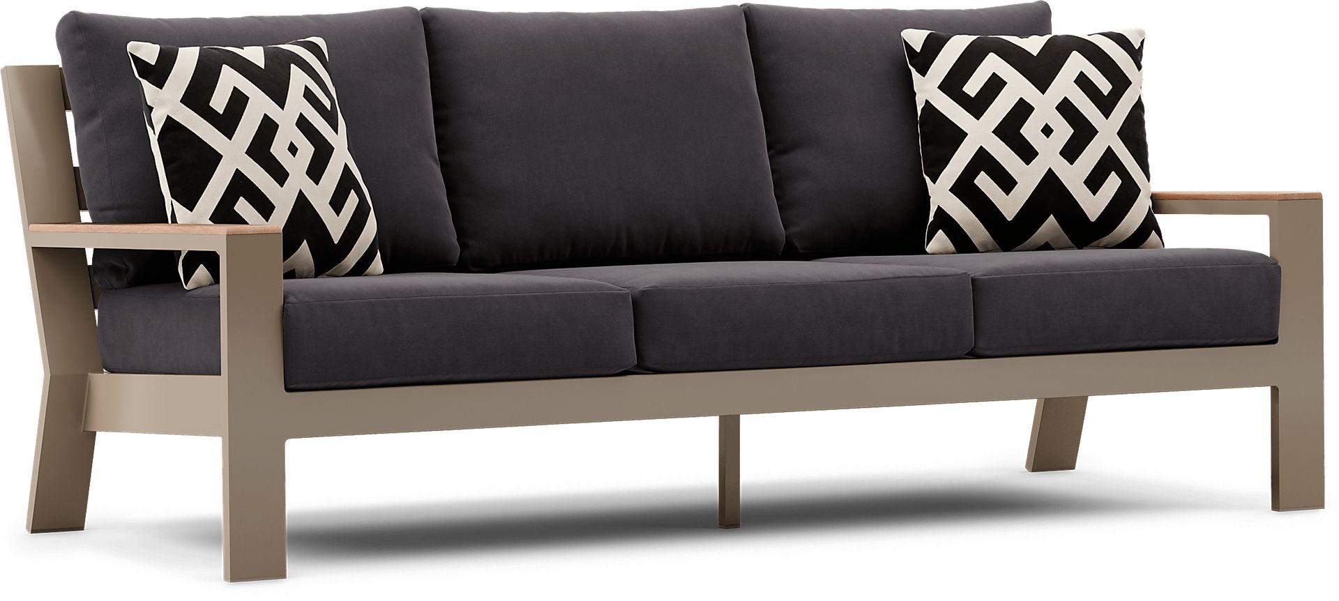 Solana Taupe 4 Pc Outdoor Sofa Seating Set With Charcoal Cushions - Image 3