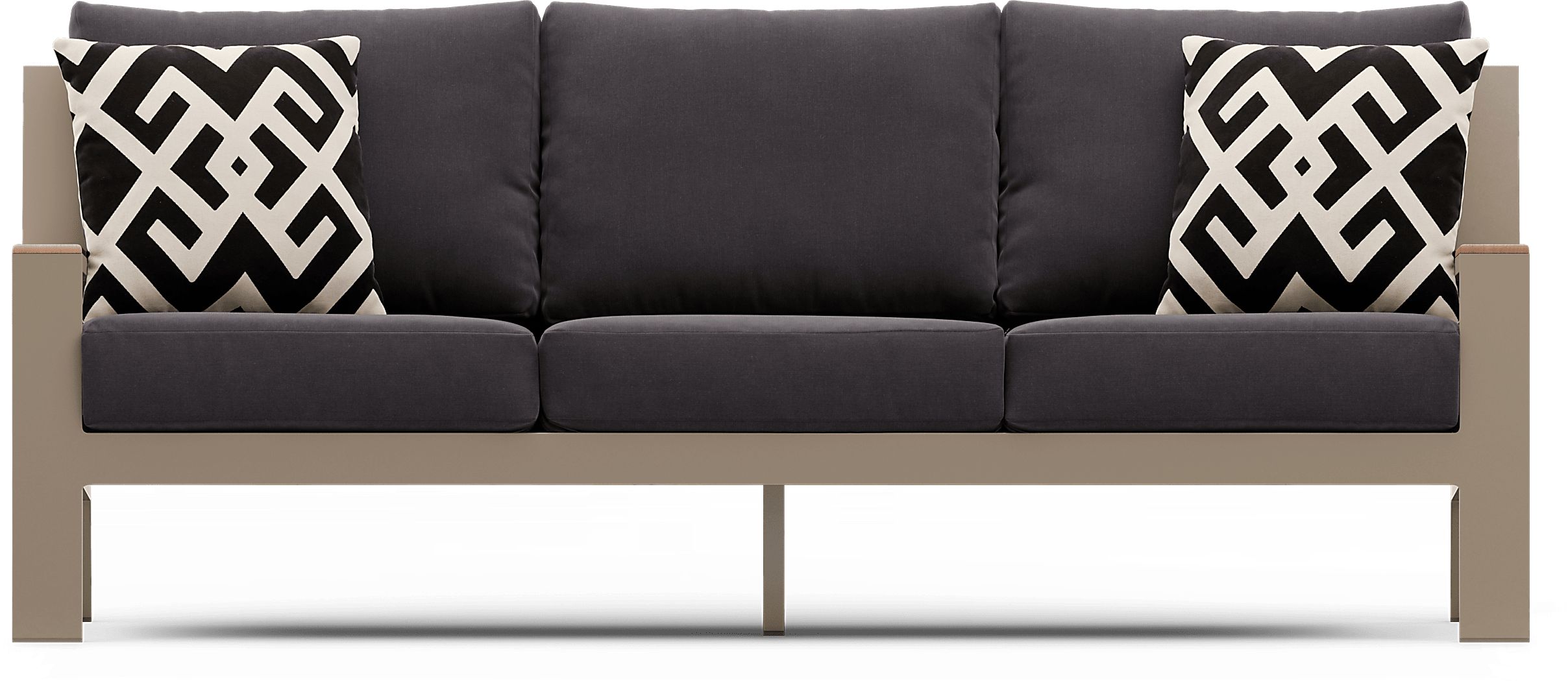 Solana Taupe Outdoor Sofa with Charcoal Cushions