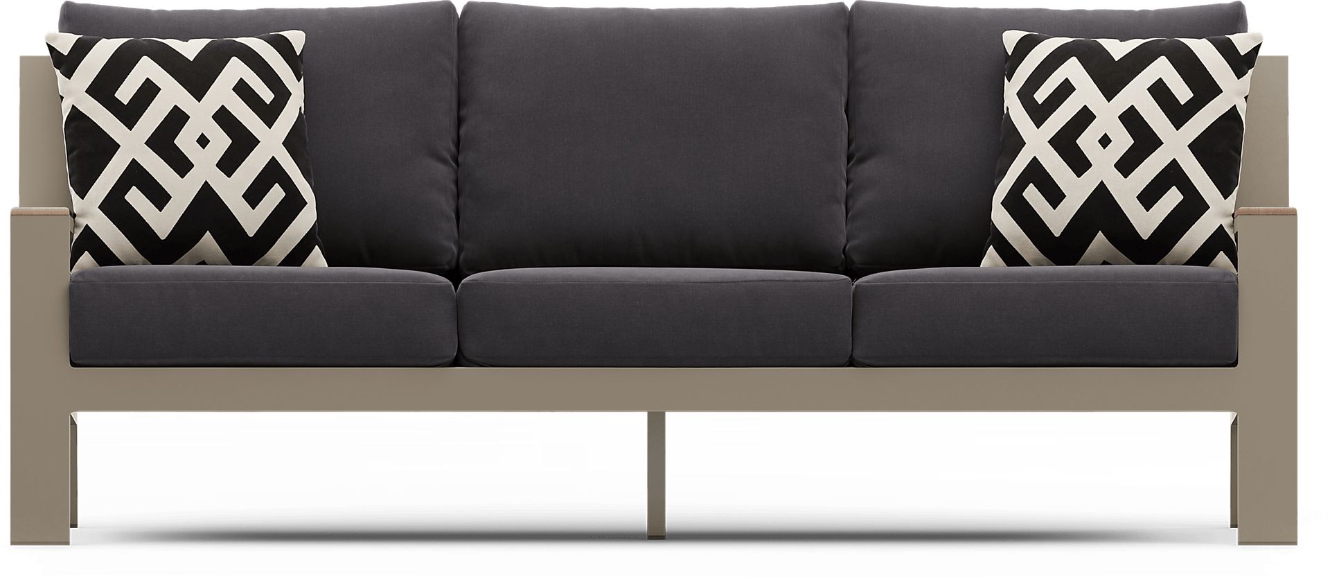 Solana Taupe Outdoor Sofa with Charcoal Cushions - Image 1
