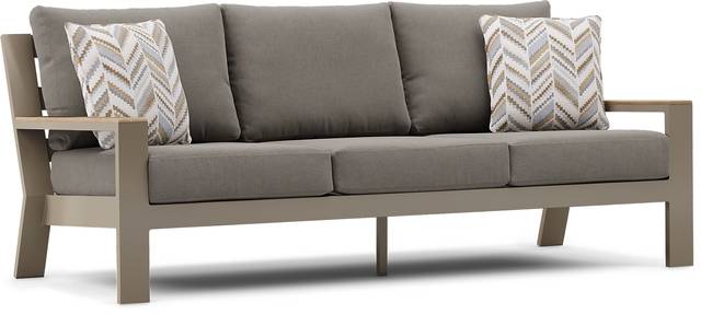 Solana Taupe Outdoor Sofa with Mushroom Cushions - Thumbnail - Image 2