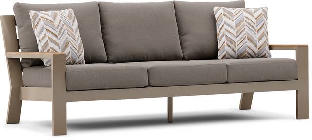 Solana Taupe Outdoor Sofa with Mushroom Cushions - Thumbnail - Image 2