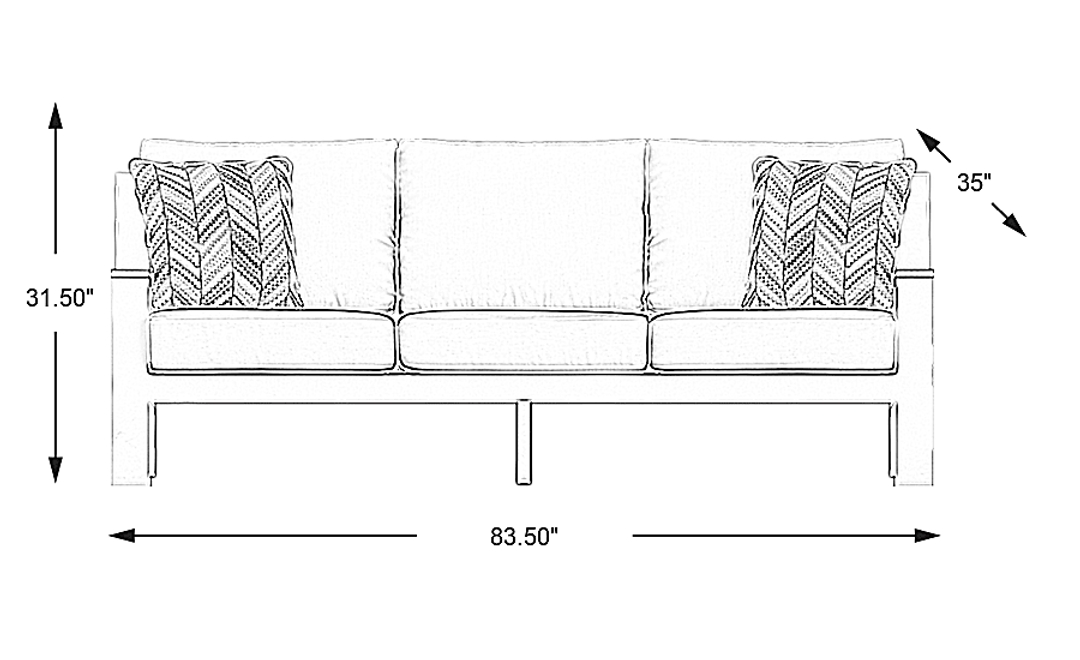 Solana Taupe Outdoor Sofa with Mushroom Cushions