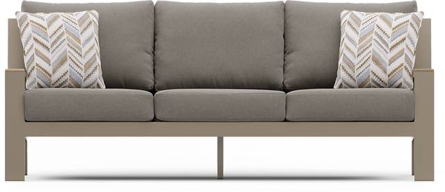 Solana Taupe Outdoor Sofa with Mushroom Cushions - Thumbnail - Image 1