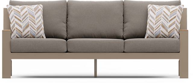Solana Taupe Outdoor Sofa with Mushroom Cushions - Thumbnail - Image 1