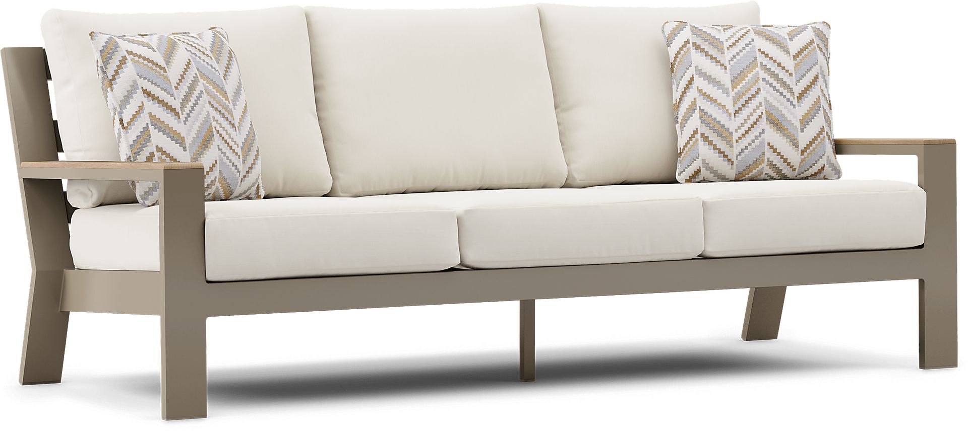 Solana Taupe 4 Pc Outdoor Sofa Seating Set With Natural Cushions - Image 3