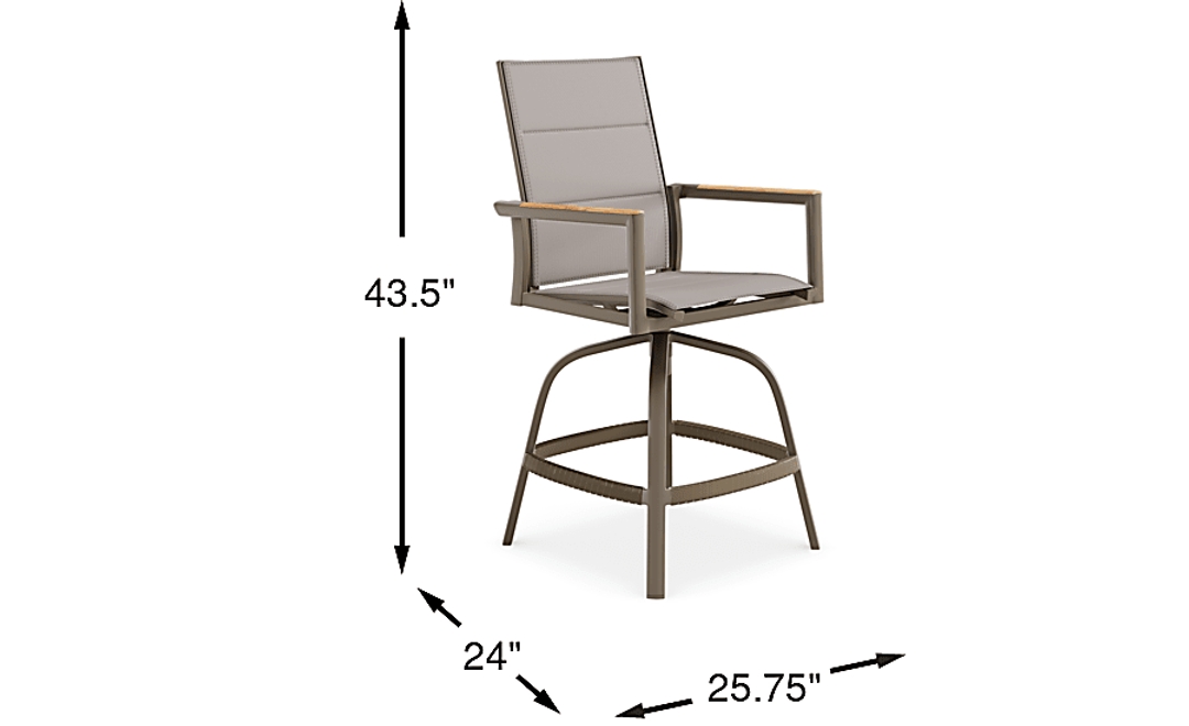 Solana Taupe Outdoor Swivel Balcony Stool